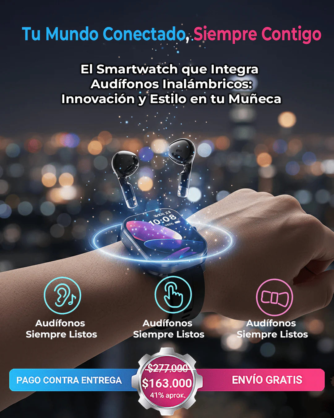 Smartwatch audífonos integrados